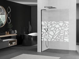 Mexen Kioto L преграда за душ кабина Walk-in 80 x 200 см, бял шаблон, черен - 800-080-103-70-85