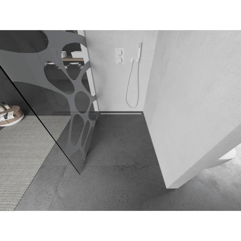 Mexen Kioto L душ преграда Walk-in 100 x 200 см, бяла вълна, бяла - 800-100-103-20-97