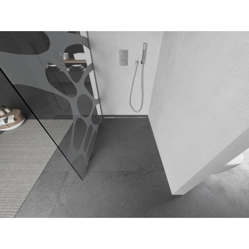 Mexen Kioto L душ екран Walk-in 80 x 200 cm, бяла вълна, хром - 800-080-103-01-97