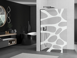 Mexen Kioto L стена за душ кабина Walk-in 120 x 200 см, бял модел, черен - 800-120-103-70-97