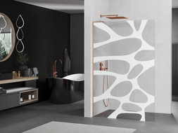 Mexen Kioto L душ панел Walk-in 100 х 200 см, бял модел, матирана мед - 800-100-103-65-97