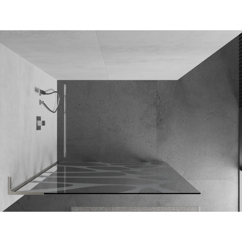 Mexen Kioto L Стена за душ Walk-in 110 x 200 см, бяла вълна, матиран никел - 800-110-103-97-97