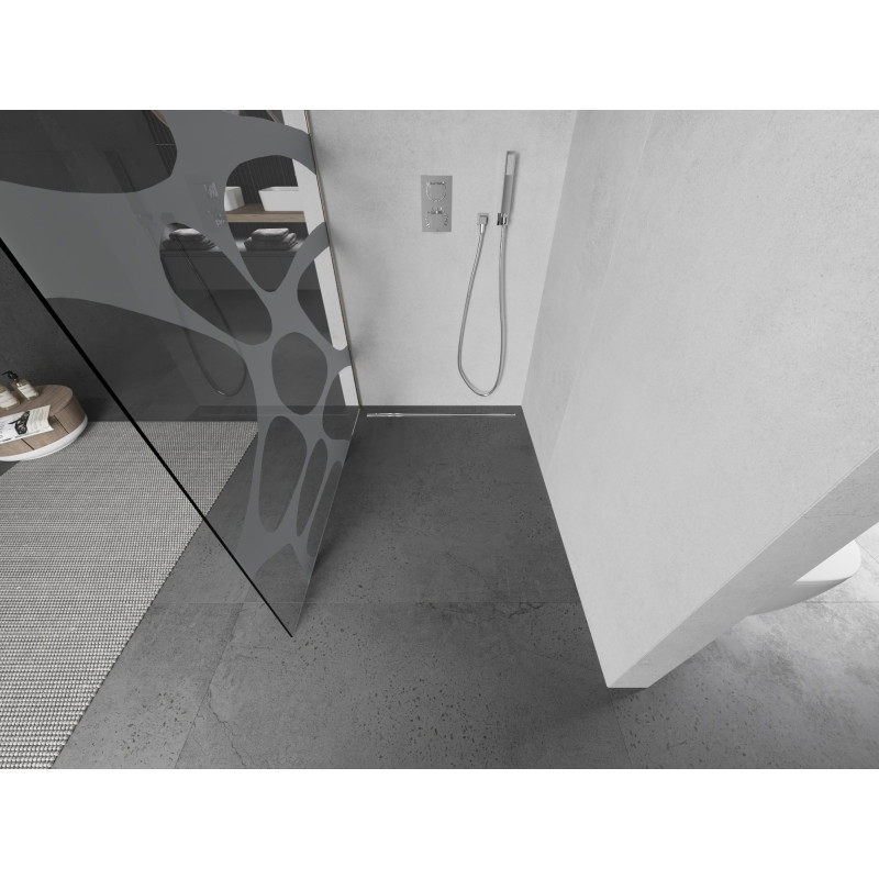 Mexen Kioto L Стена за душ Walk-in 110 x 200 см, бяла вълна, матиран никел - 800-110-103-97-97