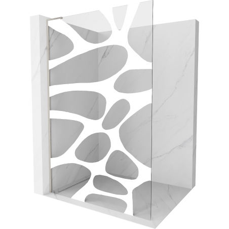 Mexen Kioto L стена за душ с Walk-in 100 x 200 см, бял модел, шлифован никел - 800-100-103-97-97