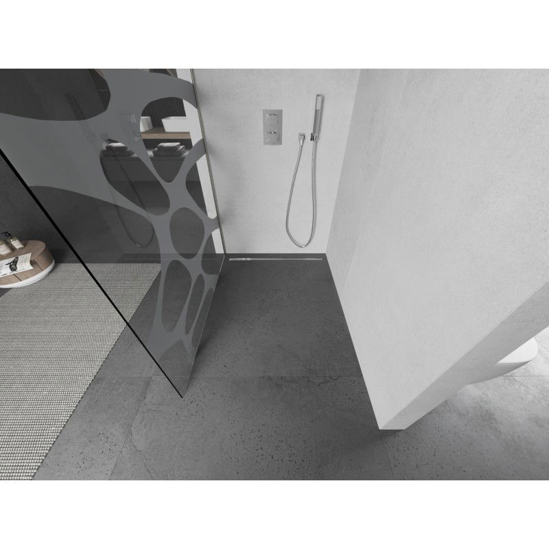 Mexen Kioto L стена за душ Walk-in 70 x 200 см, бяла вълна, четкан никел - 800-070-103-97-97