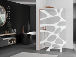 Mexen Kioto L стъклена преграда за душ Walk-in 80 x 200 см, бял модел, розово злато - 800-080-103-60-97