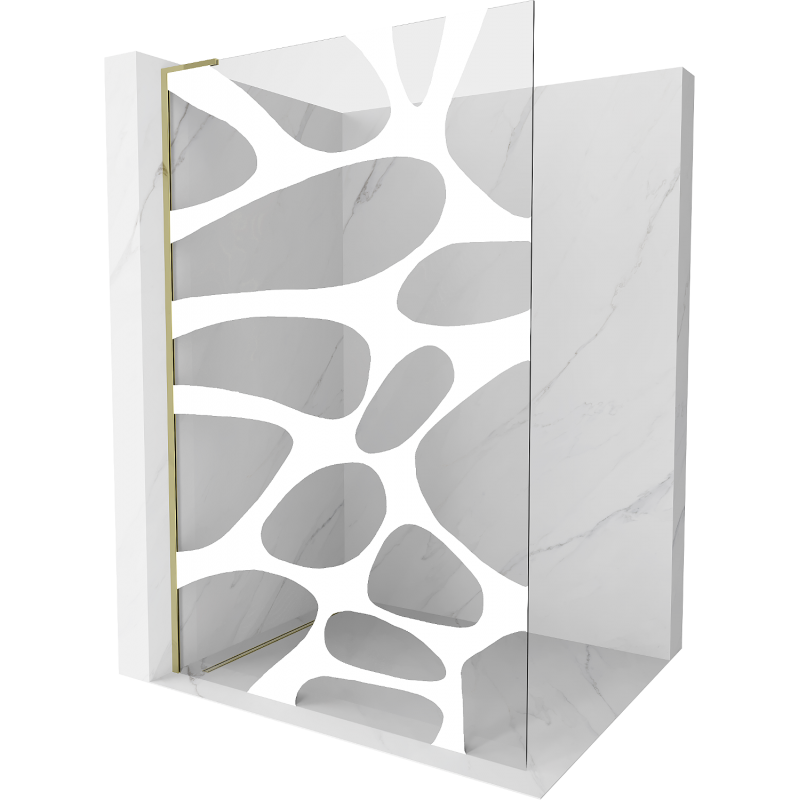 Mexen Kioto L душ параван Walk-in 120 x 200 см, бял модел, златна - 800-120-103-50-97