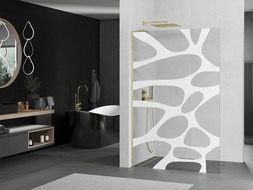 Mexen Kioto L душева стена Walk-in 110 x 200 см, бял модел, златен мат - 800-110-103-55-97