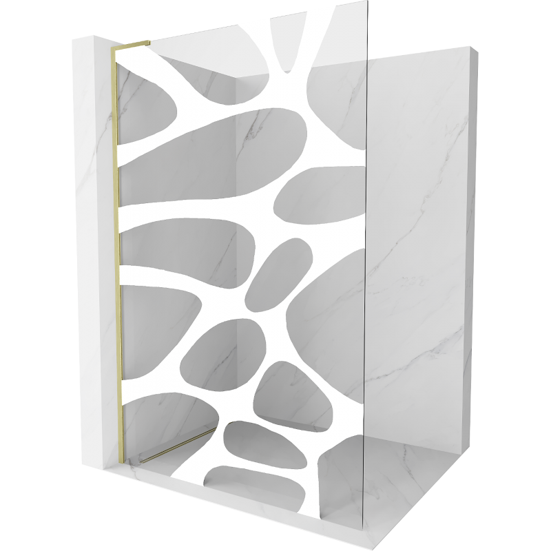 Mexen Kioto L стена за душа Walk-in 100 x 200 см, бял модел, златна четка - 800-100-103-55-97