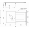 Mexen Bruno гранитна мивка с едно корито и отцедник 795 x 495 mm, черно/сребрист металик, хромиран сифон- 6513791010-73