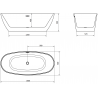 Mexen Eris вана свободностояща 180 x 80 см, бяла, слива gun gray обработен - 53441808000-66