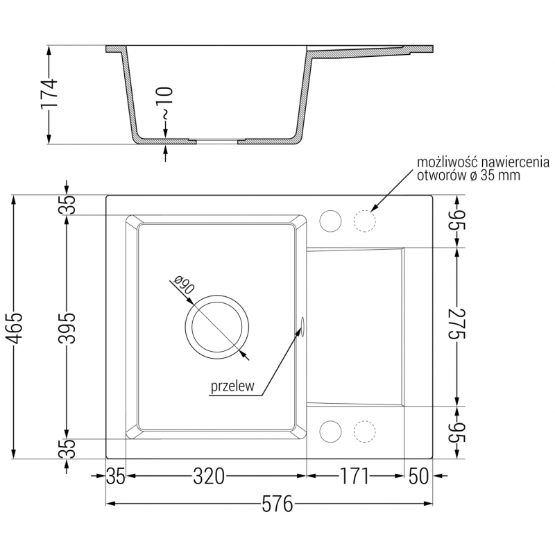 Mexen Enzo кухненска мивка от гранит с 1 отделение с отцедник и кухненски смесител Telma, бял - 6506-20-670200-50
