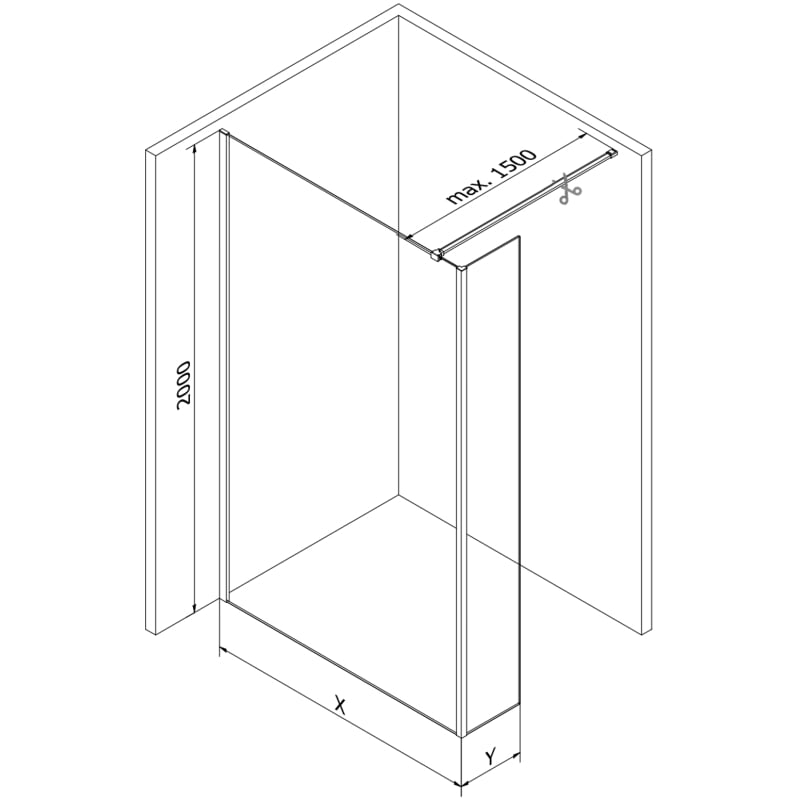 Mexen Kioto душ стена Walk-in 95 x 40 cm, прозрачен, хром - 800-095-212-01-00-040