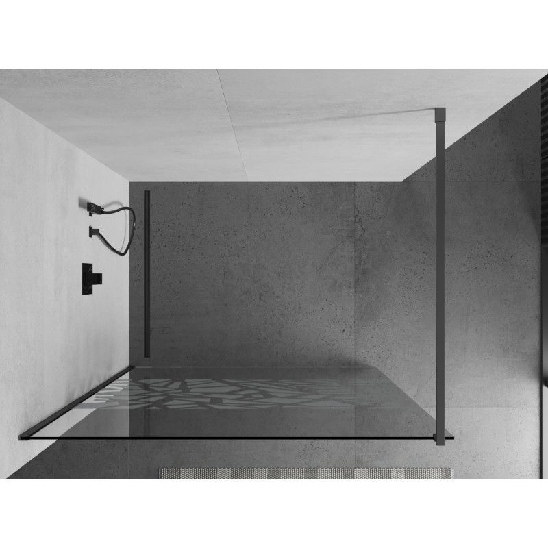 Mexen Kioto стена за душ Walk-in 100 x 200 cm, бял мотив 8 mm, gun metal - 800-100-101-95-85