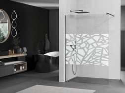 Mexen Kioto душ параван Walk-in 130 x 200 см, бял шаблон 8 мм, gun metal - 800-130-101-95-85