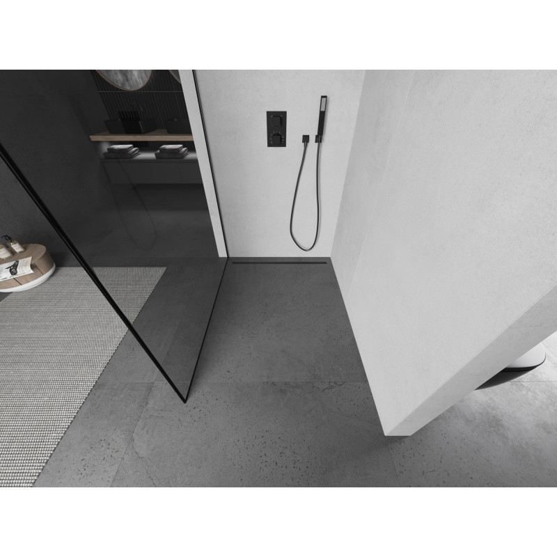 Mexen Kioto L Душ преграда Walk-in 110 x 200 см, черна рамка, gun metal - 800-110-103-95-70