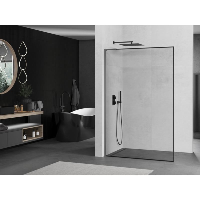 Mexen Kioto L Душ преграда Walk-in 110 x 200 см, черна рамка, gun metal - 800-110-103-95-70