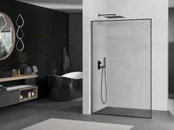 Mexen Kioto L Душ преграда Walk-in 110 x 200 см, черна рамка, gun metal - 800-110-103-95-70