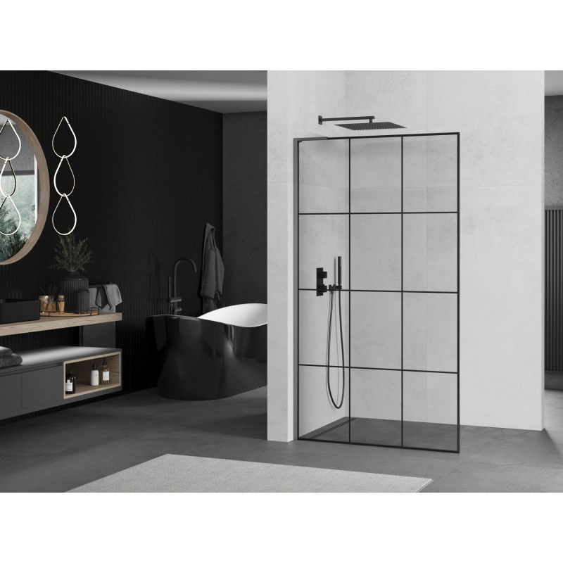 Mexen Kioto L душ параван Walk-in 100 x 200 cm, черна решетка, gun metal - 800-100-103-95-77