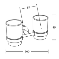 Mexen Tiber двойна чаша за четки за зъби, черна - 7050552-70