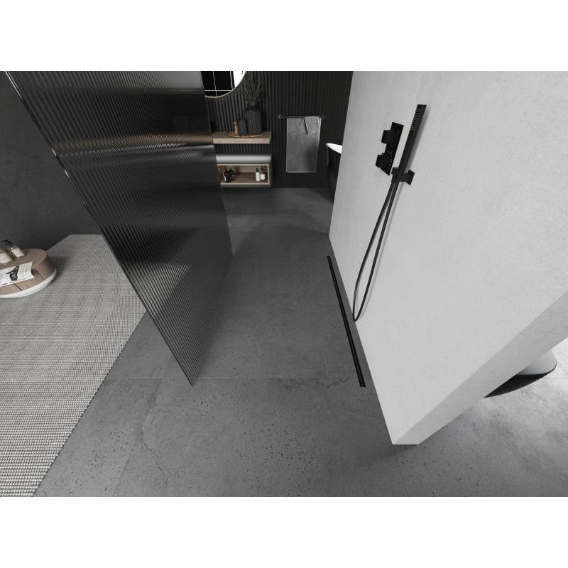 Mexen Kioto самостоятелна душ стена 140 x 200 см, райета 8 мм, тъмно сива - 800-140-002-95-09