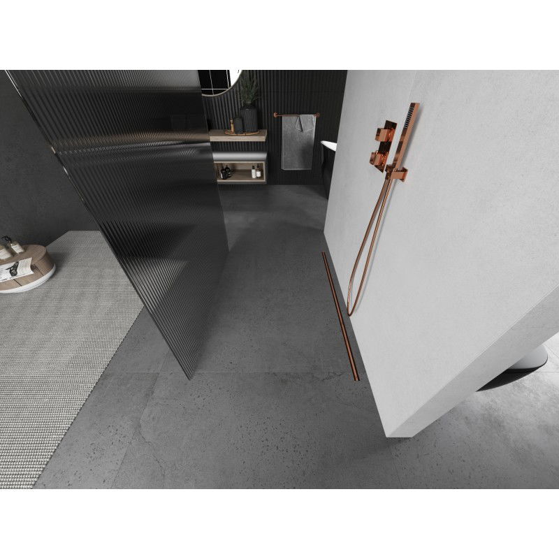 Mexen Kioto самостоятелна душ стена 120 x 200 см, релефни 8 мм, четкан мед - 800-120-002-65-09