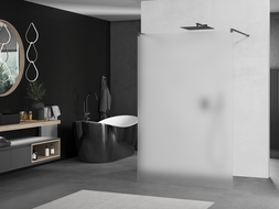Mexen Kioto свободно стояща стена за душ 140 x 200 см, матирано 8 мм, gun metal - 800-140-002-95-30