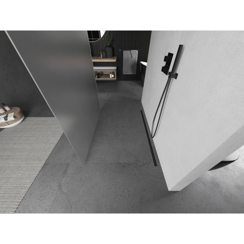 Mexen Kioto свободно стояща стена за душ 140 x 200 см, матирано 8 мм, gun metal - 800-140-002-95-30