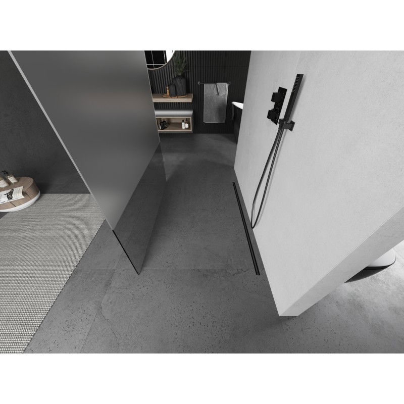 Mexen Kioto свободностояща душ стена 120 x 200 cm, прозрачно/скрежено 8 mm, gun metal - 800-120-002-95-35