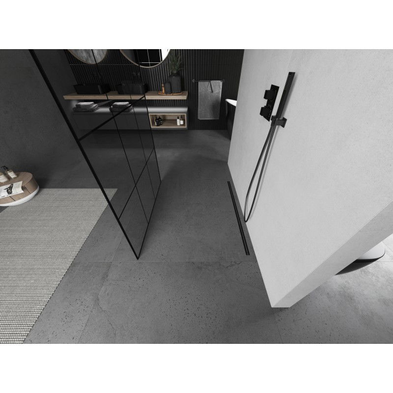 Mexen Kioto Самостоятелна душ кабина 100 x 200 см, черна решетка 8 мм, gun metal - 800-100-002-95-77