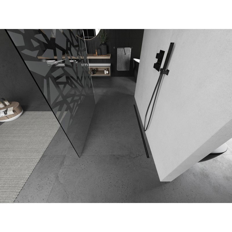 Mexen Kioto самостоятелна душ стена 140 x 200 см, бял модел 8 мм, gun metal - 800-140-002-95-85