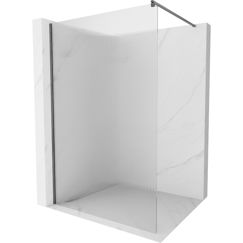 Mexen Kioto стена за душ кабина Walk-in 130 x 200 см, стъкло 8 мм, gun gray четка - 800-130-101-66-09