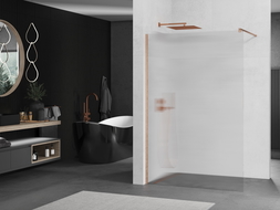 Mexen Kioto стена за душ Walk-in 90 x 200 см, стъкло 8 мм, четкана мед - 800-090-101-65-09