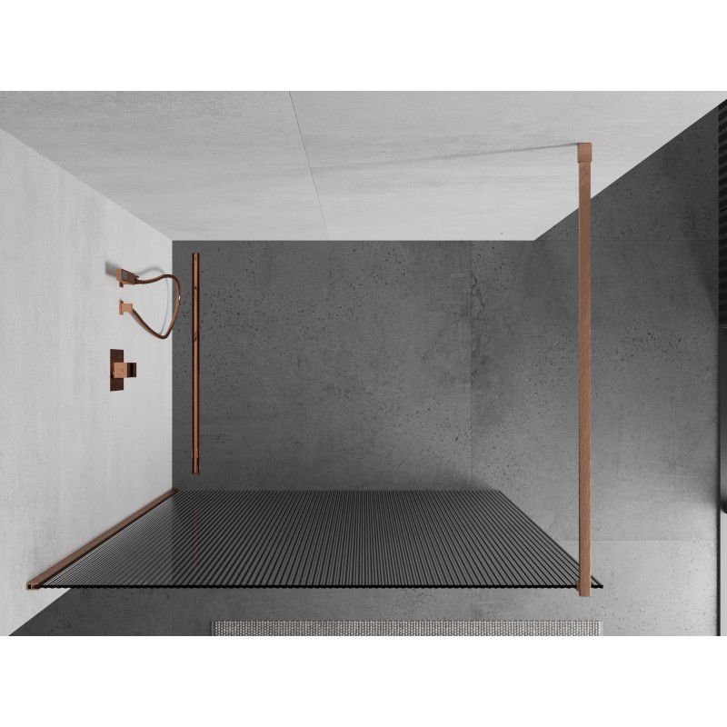 Mexen Kioto стена за душ Walk-in 120 x 200 cm, ивици 8 mm, четкана мед - 800-120-101-65-09