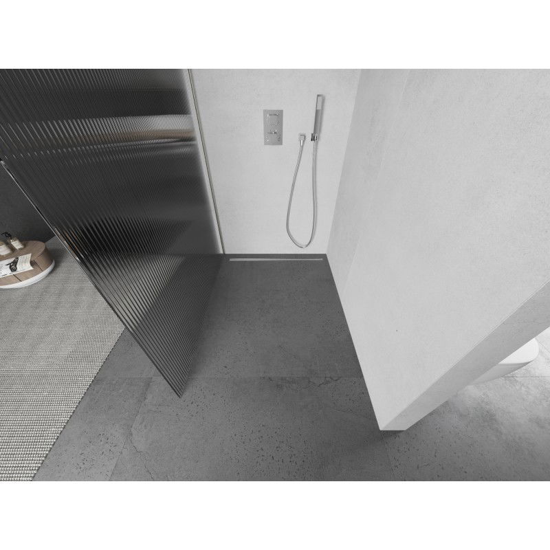 Mexen Kioto стена за душ кабина Walk-in 80 x 200 cm, ивици 8 mm, четкан никел - 800-080-101-97-09