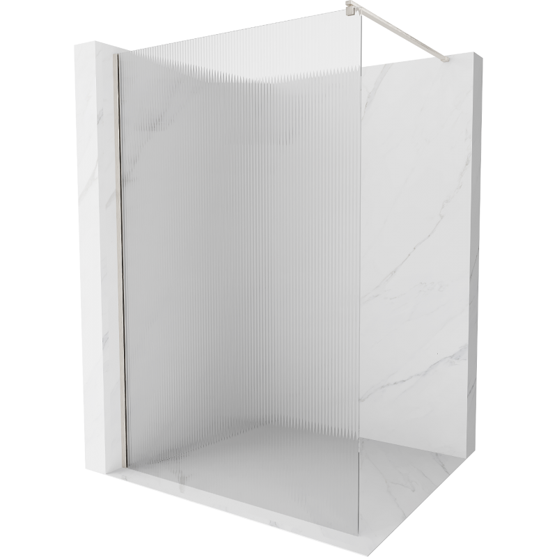 Mexen Kioto душ кабина на стената Walk-in 140 x 200 см, райета 8 мм, четкан никел - 800-140-101-97-09