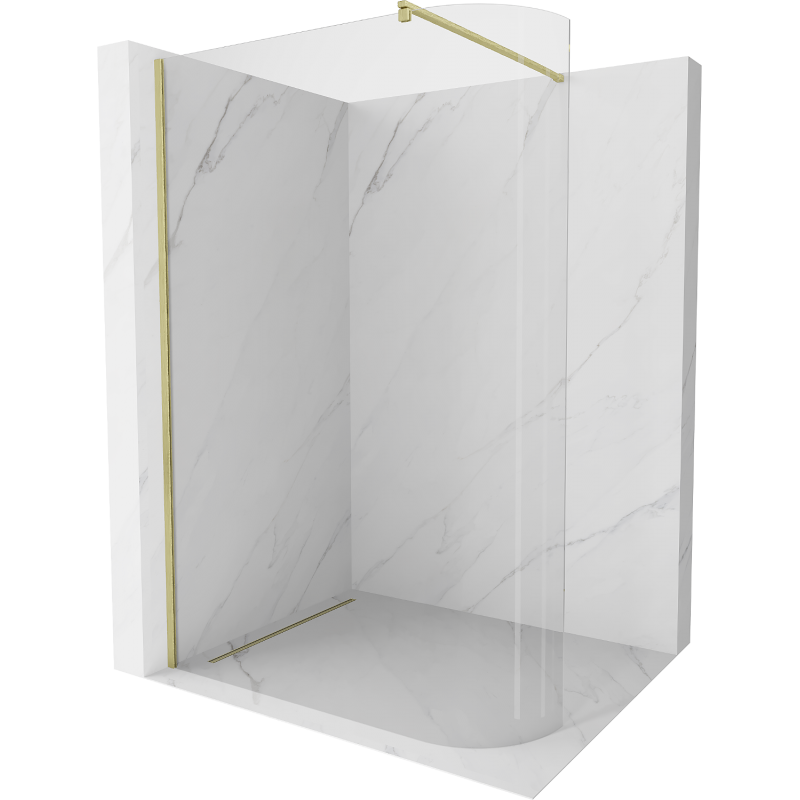 Mexen Kioto заоблена стена за душ Walk-in 120 x 200 см, прозрачна 8 мм, златен четкан - 800-120-101-55-06