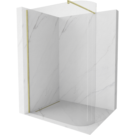 Mexen Kioto заоблена стена за душ Walk-in 120 x 200 см, прозрачна 8 мм, златен четкан - 800-120-101-55-06
