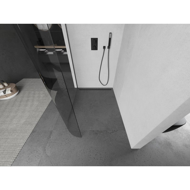 Mexen Kioto-R заоблен параван за душ Walk-in 80 x 200 см, прозрачен 8 mm, четка винтовка сива - 800-080-101-66-06