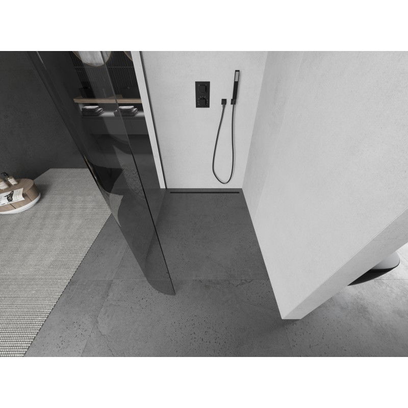 Mexen Kioto-R заоблена душ стена Walk-in 100 x 200 см, прозрачна 8 мм, оръжеен метал - 800-100-101-95-06