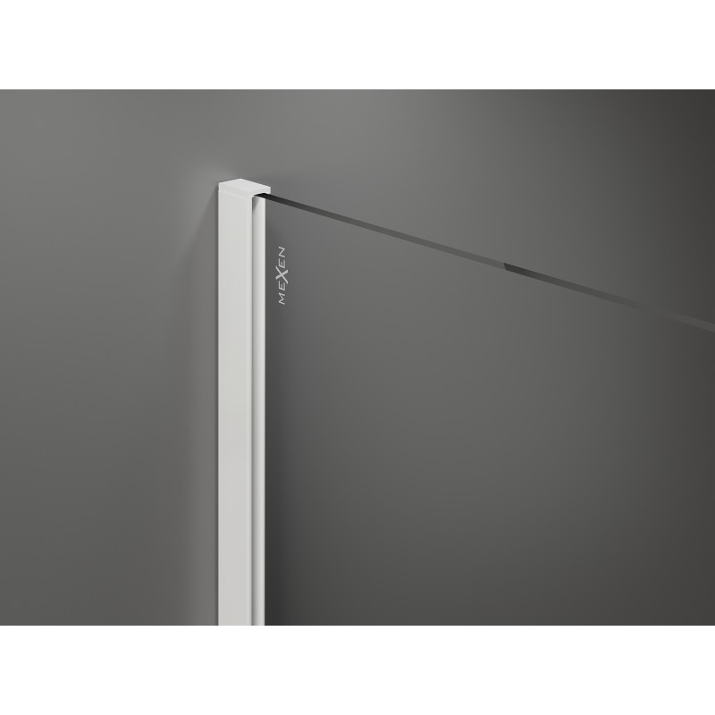 Mexen Kioto душ стена Walk-in 90 x 200 см, черна решетка 8 мм, бяла - 800-090-101-20-77