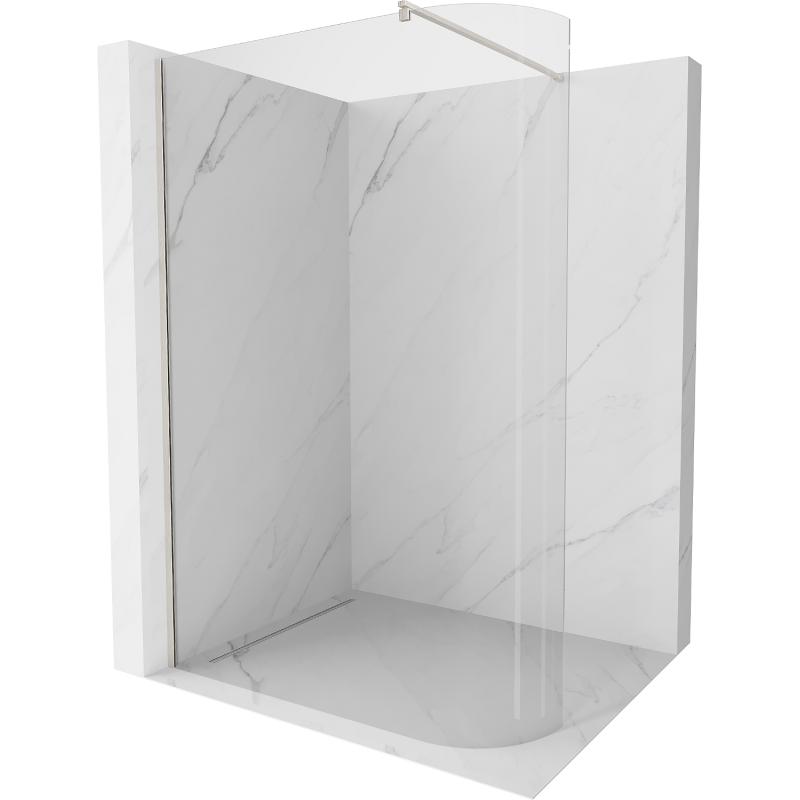 Mexen Kioto извита душова стена Walk-in 160 x 200 см, прозрачна 8 мм, матов никел - 800-160-101-97-06