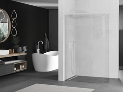 Mexen Kioto L закръглен душ параван Walk-in 100 x 200 см, прозрачен, бял - 800-100-103-20-06