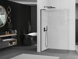 Mexen Kioto L закрита стена за душа Walk-in 100 x 200 см, прозрачна, черна - 800-100-103-70-06