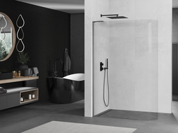 Mexen Kioto L закръглена стена за душ Walk-in 110 x 200 см, прозрачна, gun metal - 800-110-103-95-06