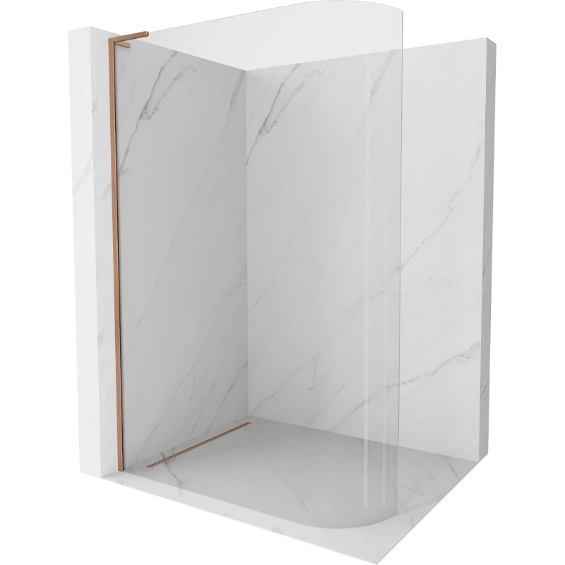 Mexen Kioto L стена за душа заоблена Walk-in 120 x 200 см, прозрачна, шлайфана мед - 800-120-103-65-06