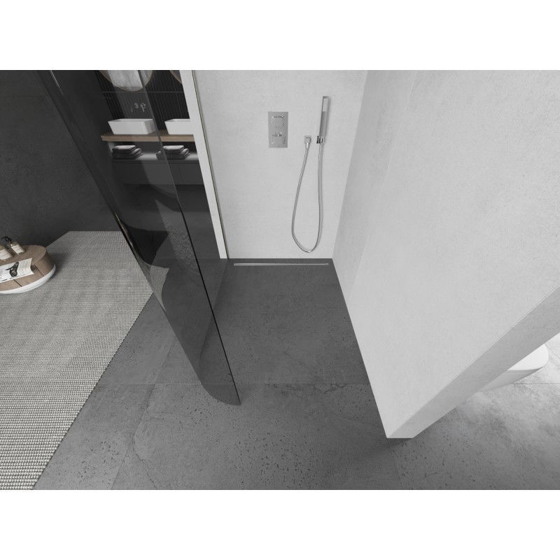 Mexen Kioto-R L закръглен параван за душ Walk-in 100 x 200 см, прозрачен, четкан никел - 800-100-103-97-06