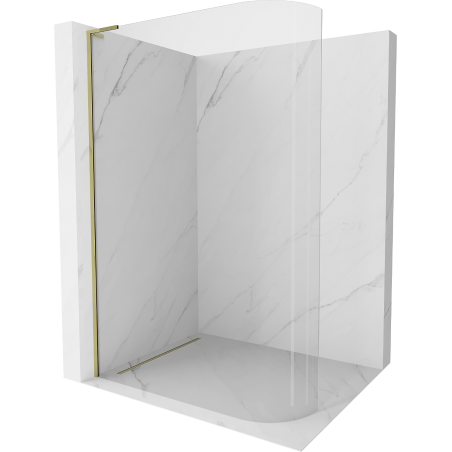 Mexen Kioto L закръглена душ стена Walk-in 100 x 200 см, прозрачен, златен - 800-100-103-50-06