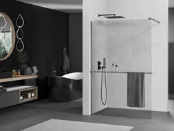 Mexen Kioto+ стена за душ с плоскост Walk-in 100 x 200 см, прозрачна, сиво-сребриста четкана - 800-100-121-66-00