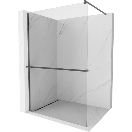 Mexen Kioto+ душова стена с полка Walk-in 135 x 200 см, прозрачна, gun gray четка - 800-135-121-66-00